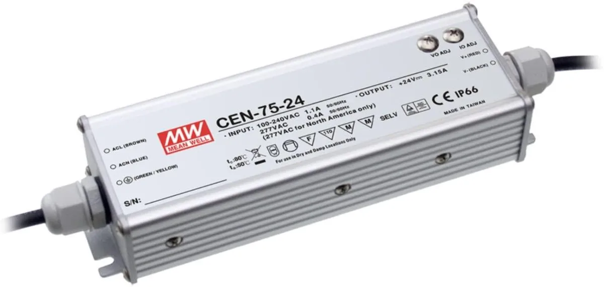 Rectangular aluminium power supply with IP66 rating