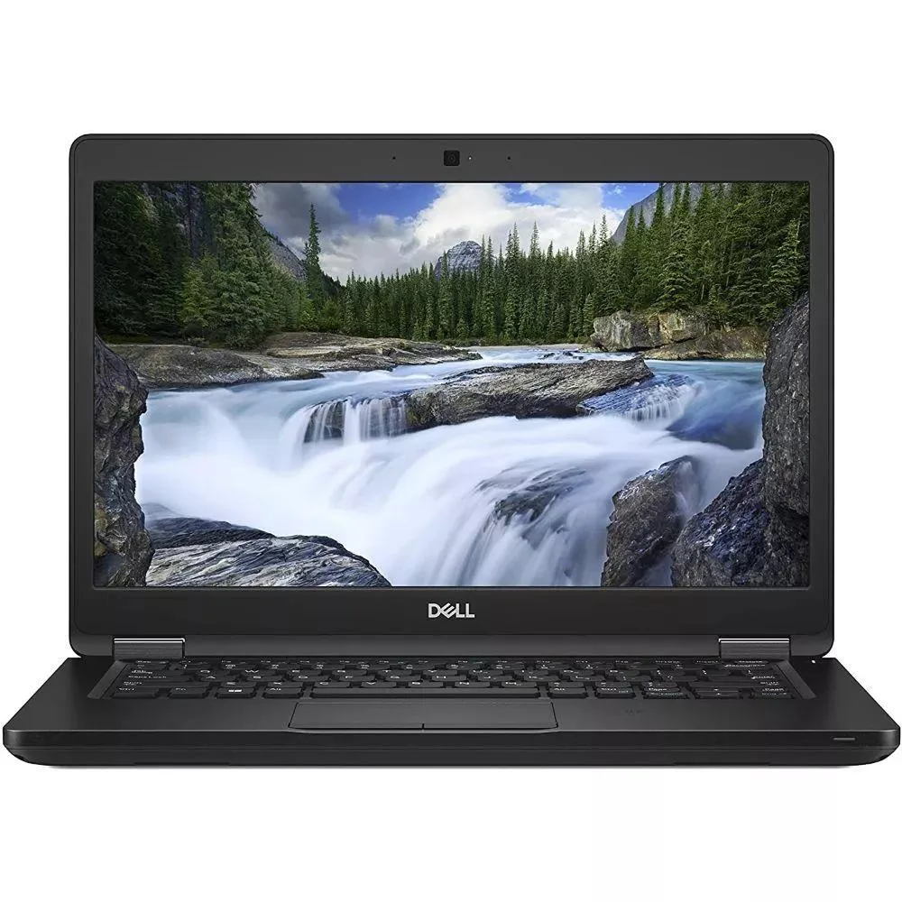 Silver Dell Latitude 5490 clamshell laptop, 14 inch matte screen, webcam above display, compact business chassis