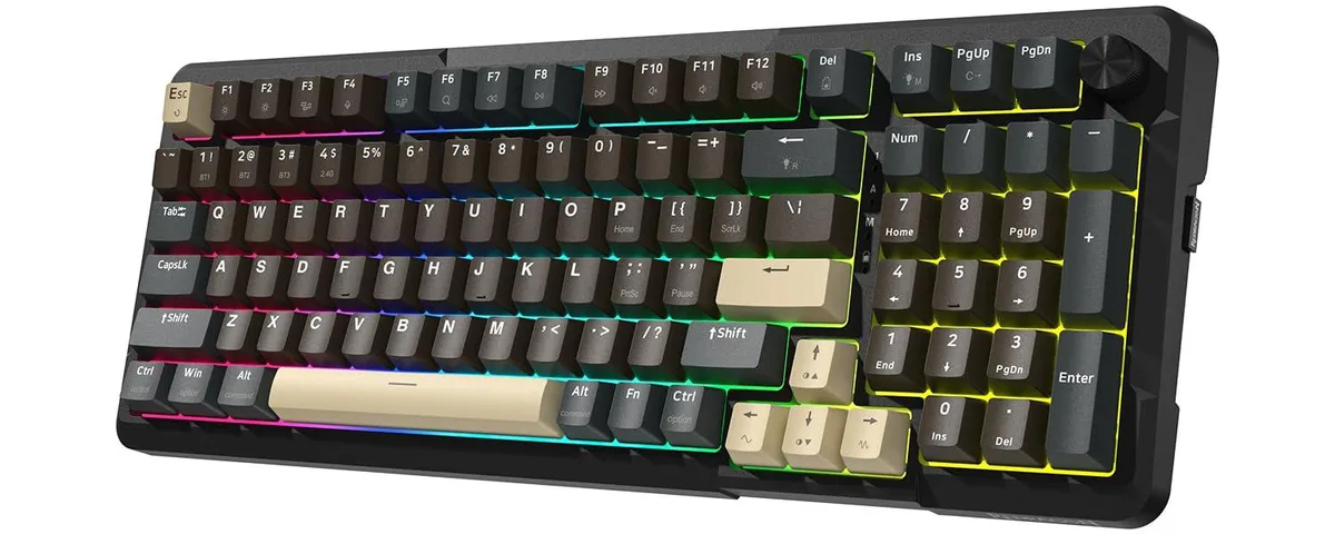 Redragon Redragon K742 Wireless Gaming Keyboard Knob Bluetooth 5.0 2.4GHz USB-C 98% Linear Brown — toote foto