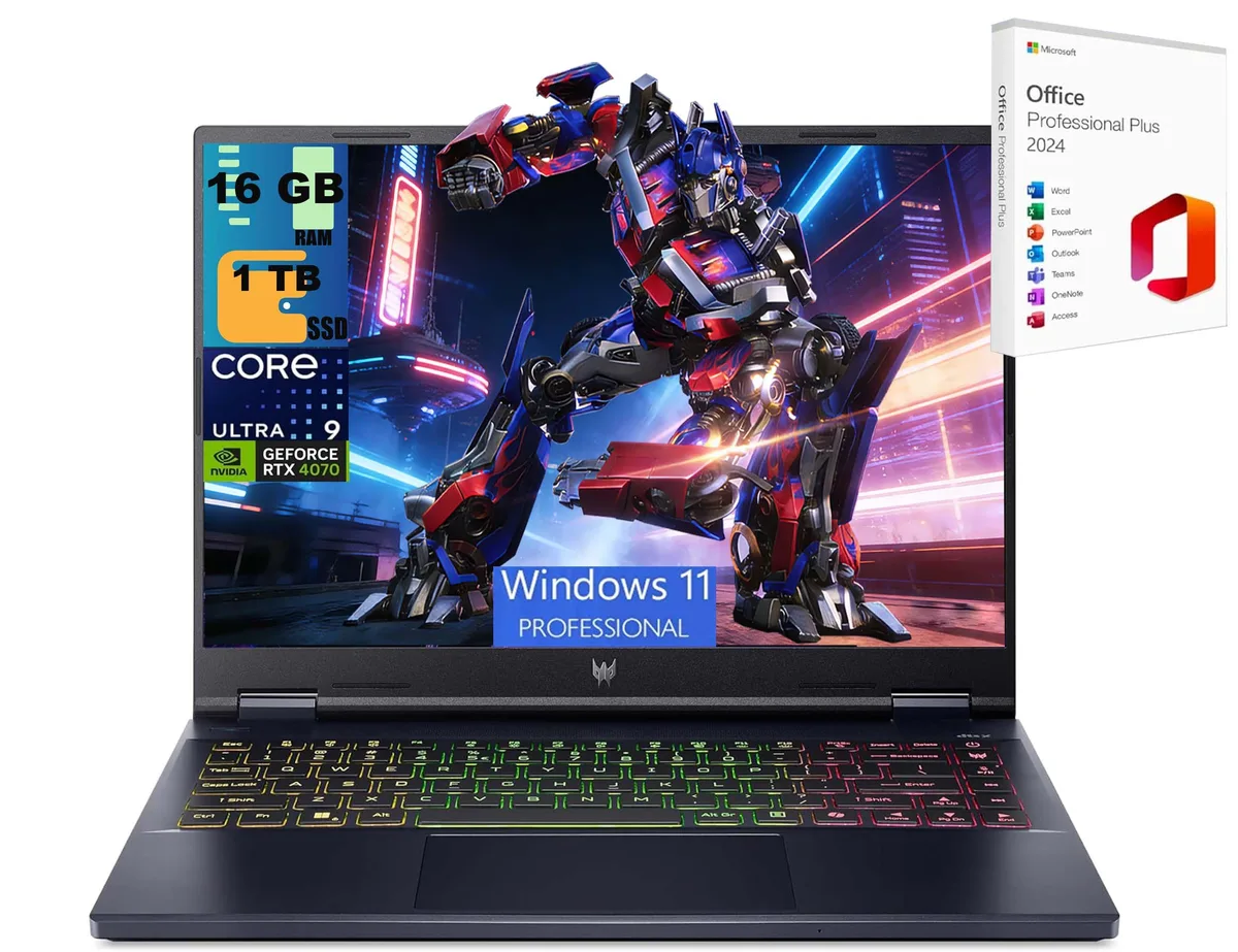 Black 14.5 inch gaming laptop with RGB backlit keyboard