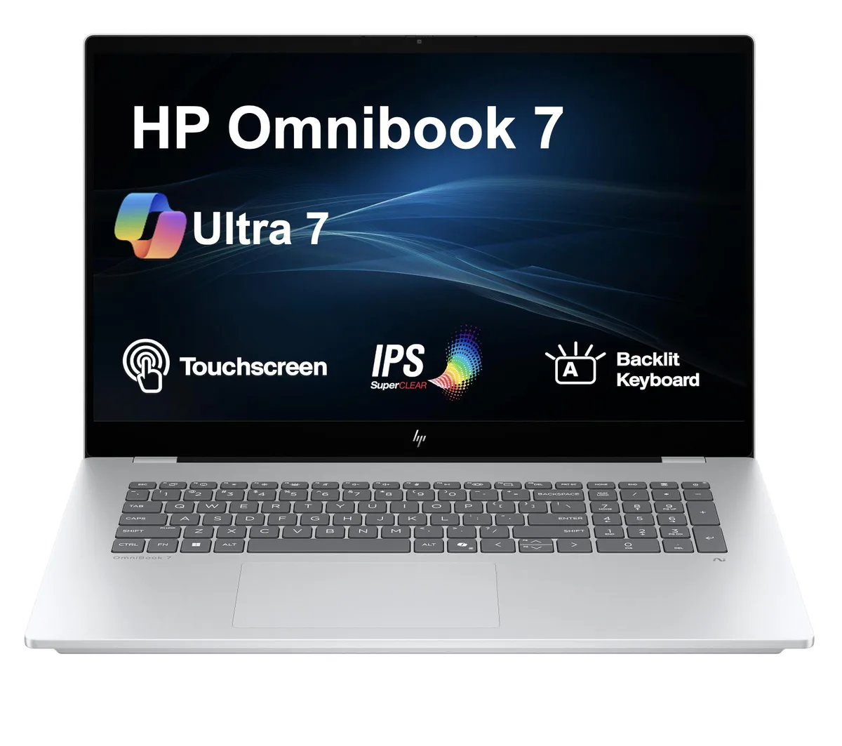 HP HP Omnibook 7 Laptop 17.3" Touchscreen Intel Core Ultra 7 258V 32GB LPDDR5X 4TB PCIe SSD Intel Arc 140V Silver — product photo