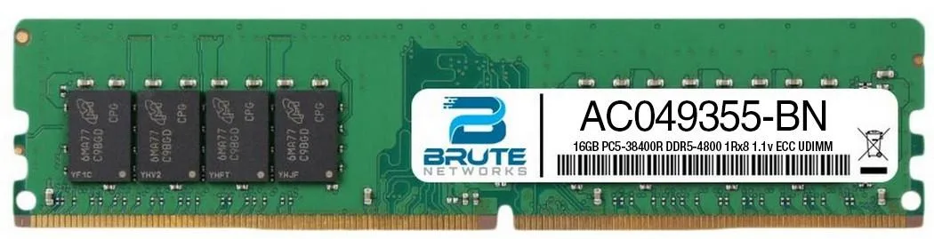 Green DDR5 memory module with black chips and gold contacts