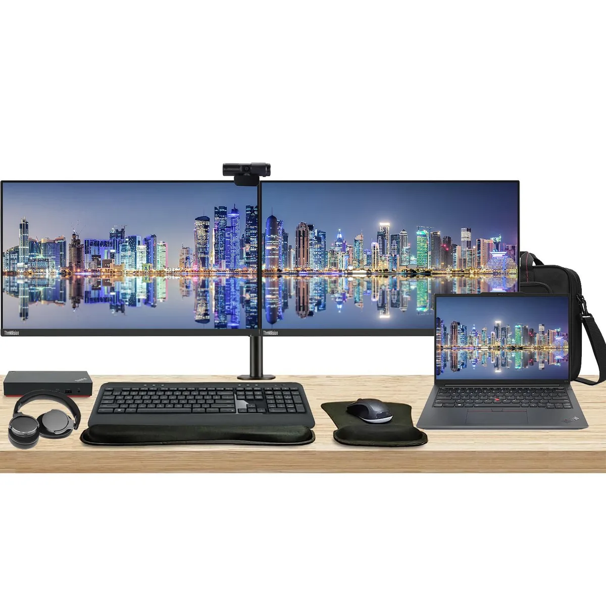 Lenovo Lenovo ThinkPad E14 Gen 5 14" Ryzen 7 7730U 16GB 512GB Bundle with Dual 24" Monitors, Dock, MK670, Accessories — foto do produto