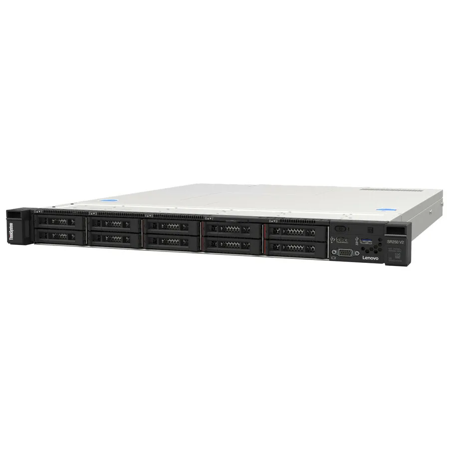 1U silver rack server, front drive bays visible