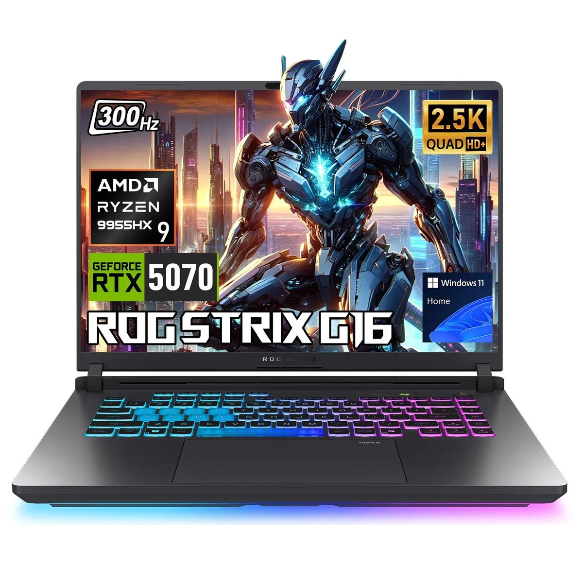 ASUS ASUS ROG G16 laptop AMD Ryzen 9 9955HX RTX 5070 64GB DDR5 4TB 16" WQXGA 300Hz Black — product photo