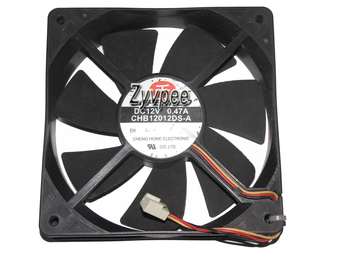 Black 120mm square cooling fan with 3-pin connector