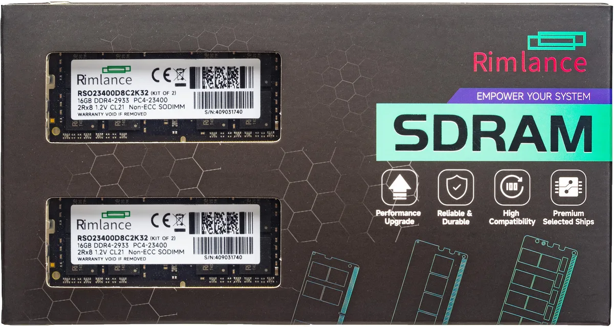 RIMLANCE RIMLANCE RSO23400D8C2K32-1 32GB (2×16GB) DDR4 2933MHz CL21 laptop RAM — ภาพสินค้า