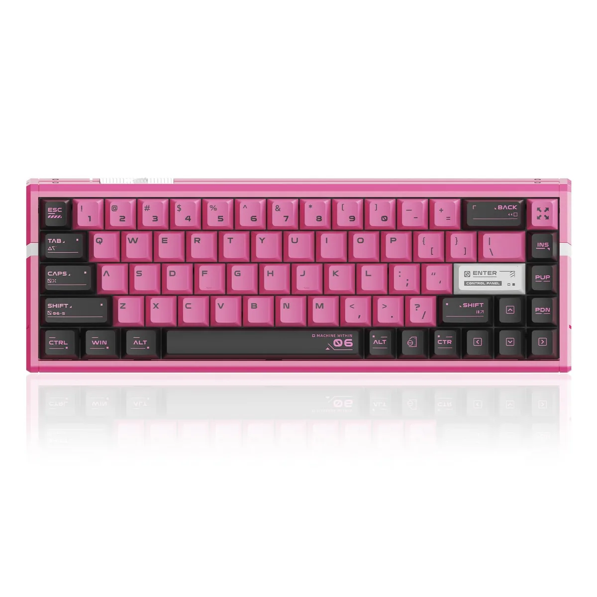Compact 65 percent aluminum keyboard in Sakura Jade with RGB lighting and 68 keys