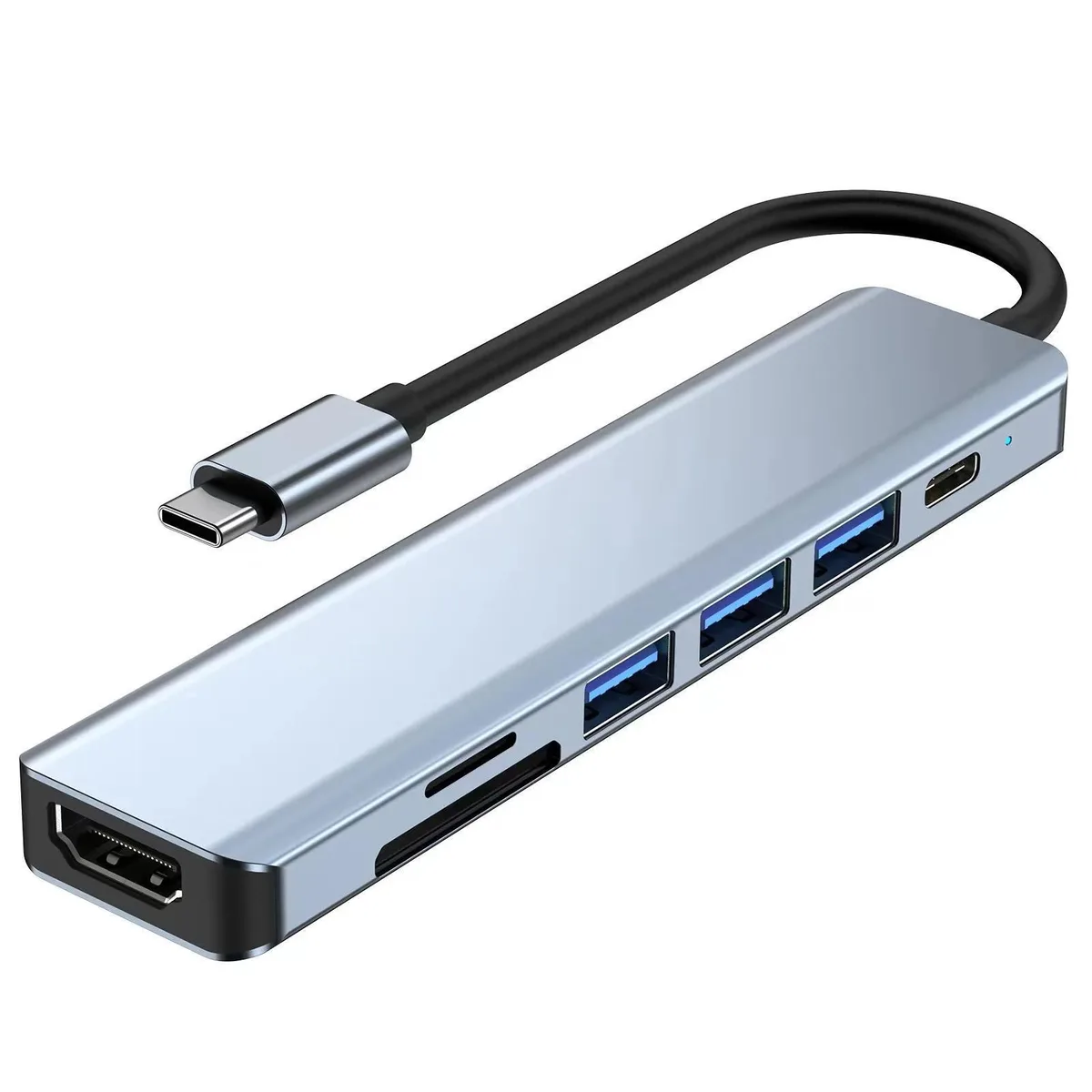 WRIARICH WRIARICH BYL-2120 7-in-1 USB C Hub 4K HDMI 100W PD Gray — ภาพสินค้า