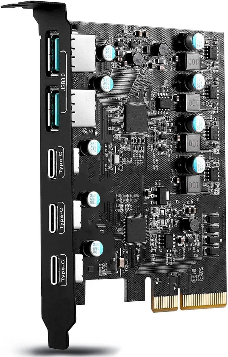 ESTONE ESTONE PCIE22A3C PCI Express Expansion Card 5Gbps USB 3.0 5-Port 3×USB-C 2×USB-A — ürün fotoğrafı