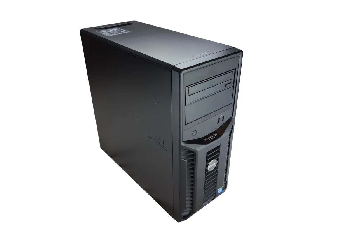 Dell PowerEdge T110 II tower server, matte black chassis with front USB ports and DVD drive