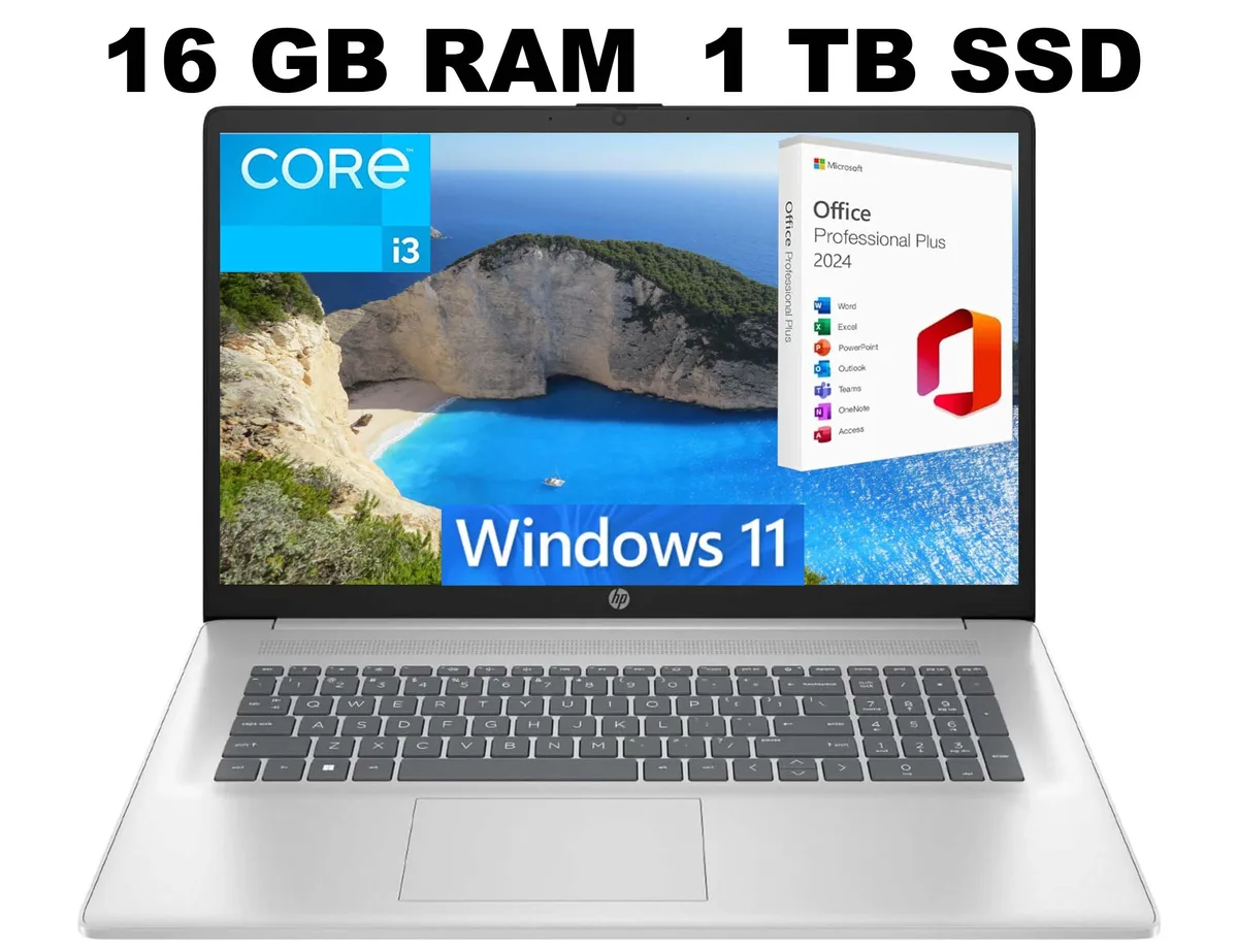 HP HP 17 laptop Intel Core i3-1215U 16GB 1TB SSD 17.3" FHD Silver — photo du produit