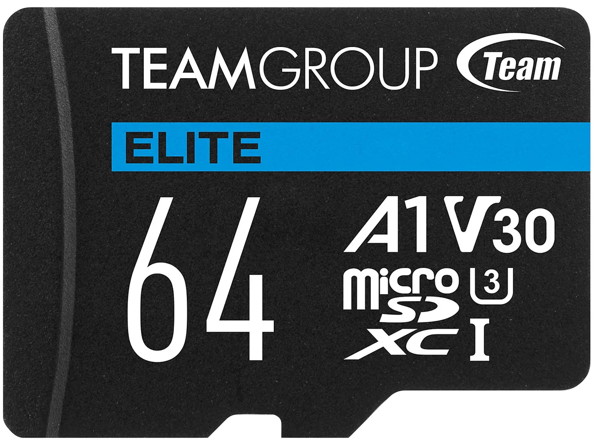 Team Group Team Group Elite 64GB microSDXC UHS-I U3 V30 A1 100MB/s TEAUSDX64GIV30A103 memory card — product photo