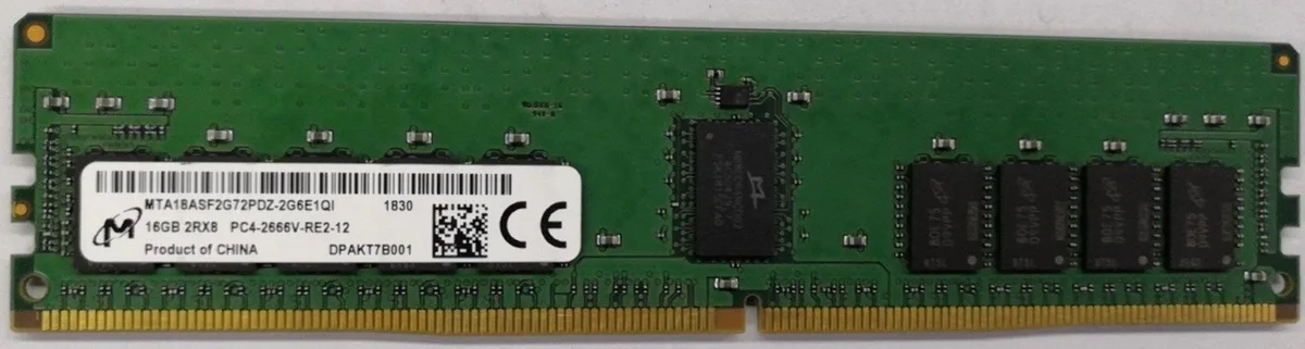 Micron Technology, Inc. Micron Technology, Inc. MTA18ASF2G72PDZ-2G6E1 16GB DDR4 2666 4DRx4 server RAM — 제품 사진