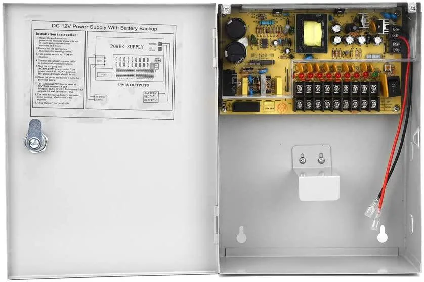 Rectangular metal power supply box, vertical mount, natural cooling, CE certified