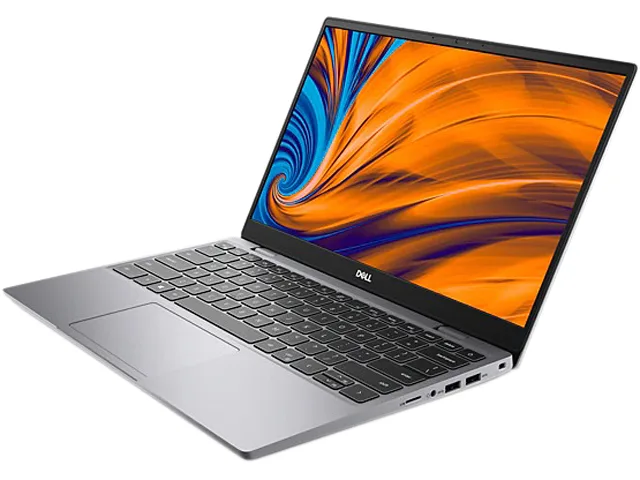 Silver Dell Latitude 3320 laptop, 13.3 inch screen, gray finish, signs of use