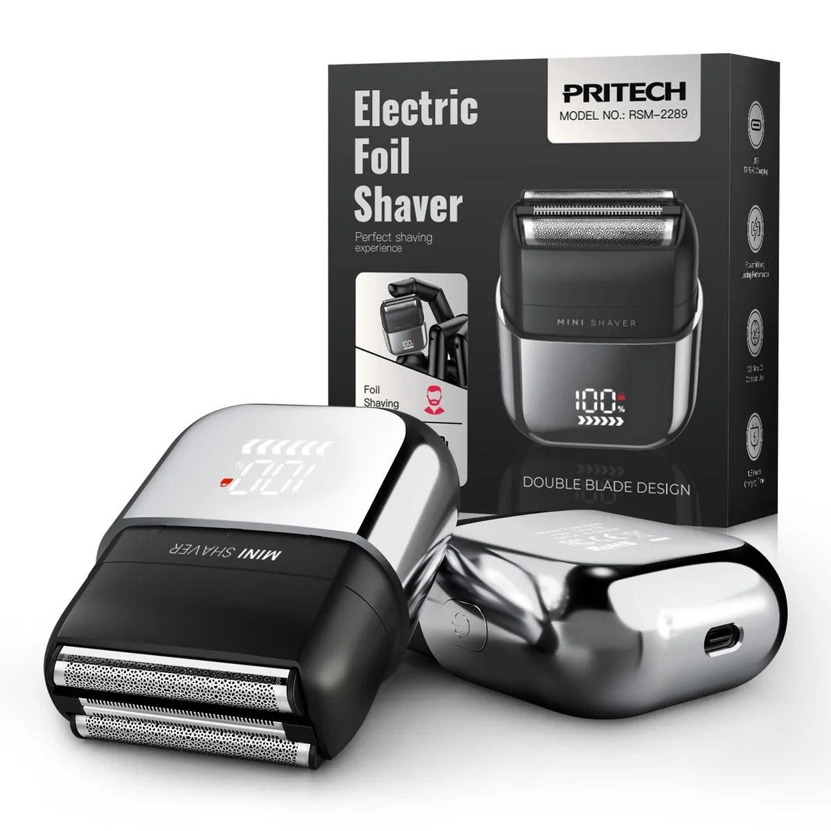  PRITECH RSM-2289-Black Foil Shaver 3-Blade 8000 RPM — product photo
