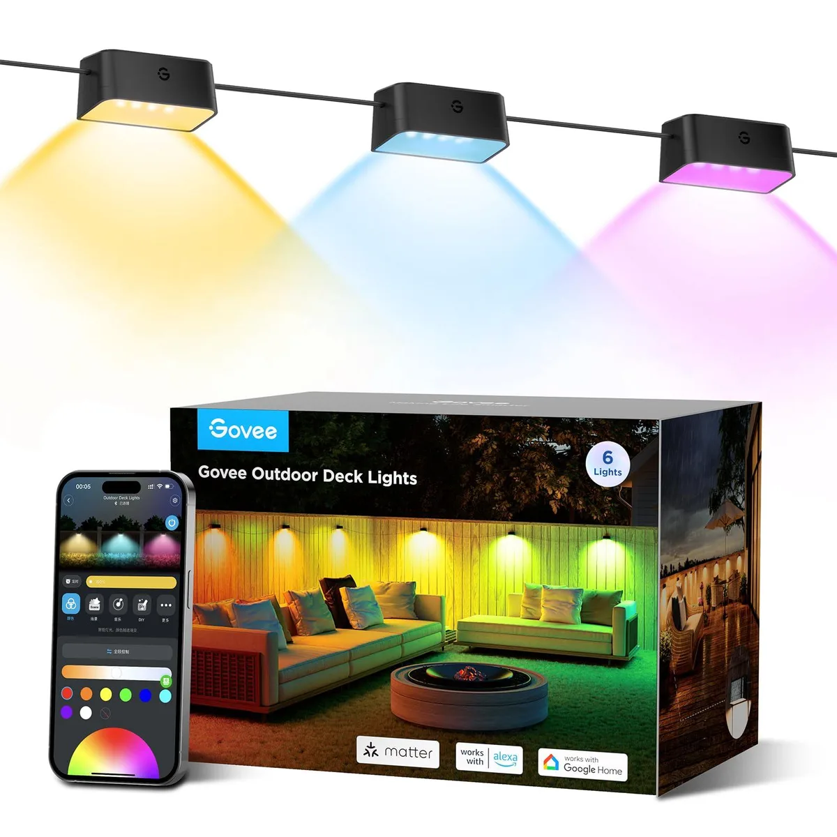 Govee H7067 RGBIC landscape lighting 6 pack 32.8ft 36W 1080lm IP65 — toote foto