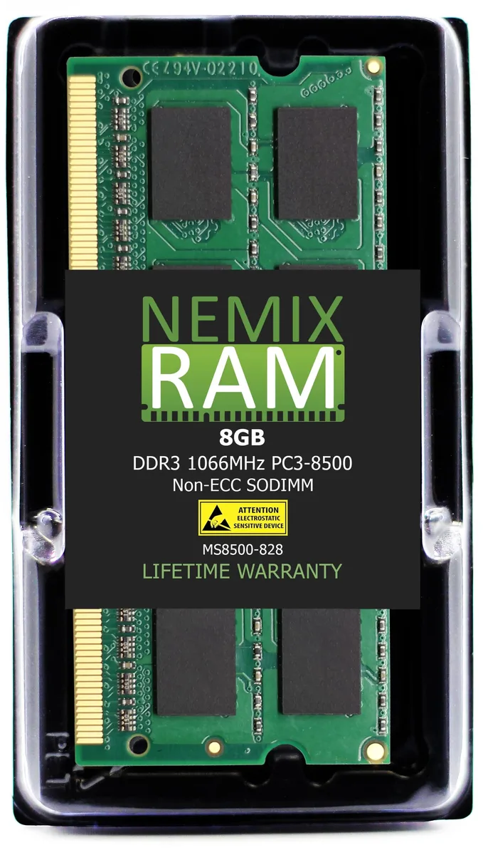 NEMIX RAM NEMIX RAM 8GB DDR3 1066MHz PC3-8500 CL7 1.5V 204-Pin SODIMM Laptop RAM — zdjęcie produktu