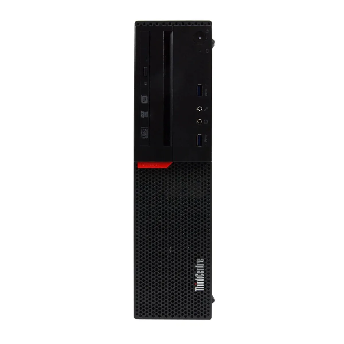 Black Lenovo ThinkCentre M700 small-form-factor desktop tower