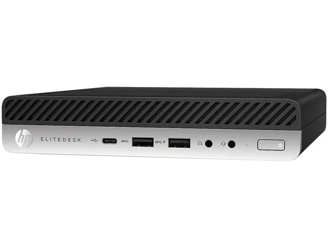 Compact black mini desktop PC, ultra-small form factor