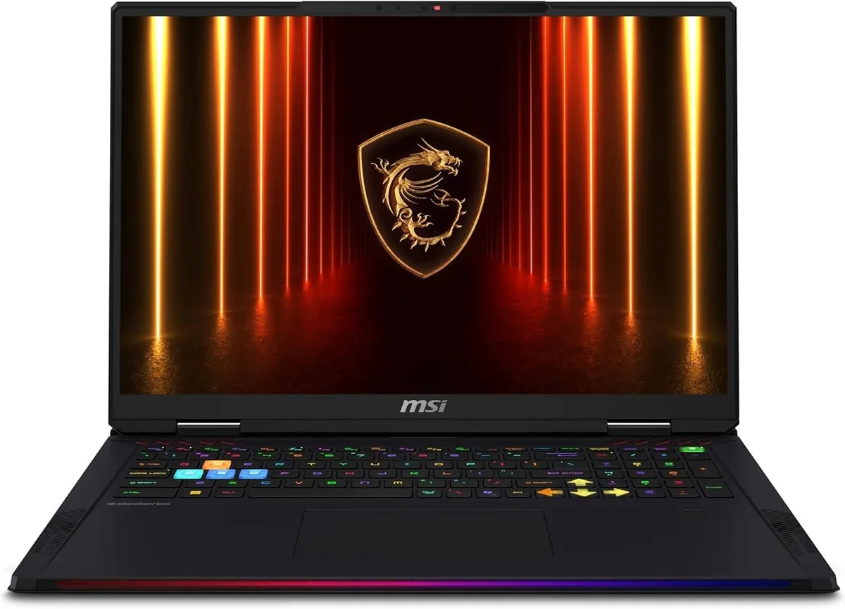 Large 18 inch gaming laptop in Core Black finish with RGB keyboard