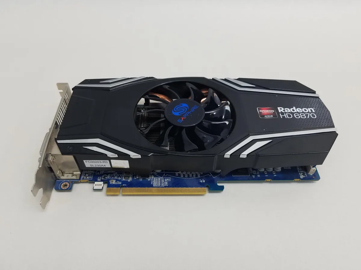 Sapphire Radeon HD 6870 1GB GDDR5 graphics card with dual-slot cooler and DVI ports