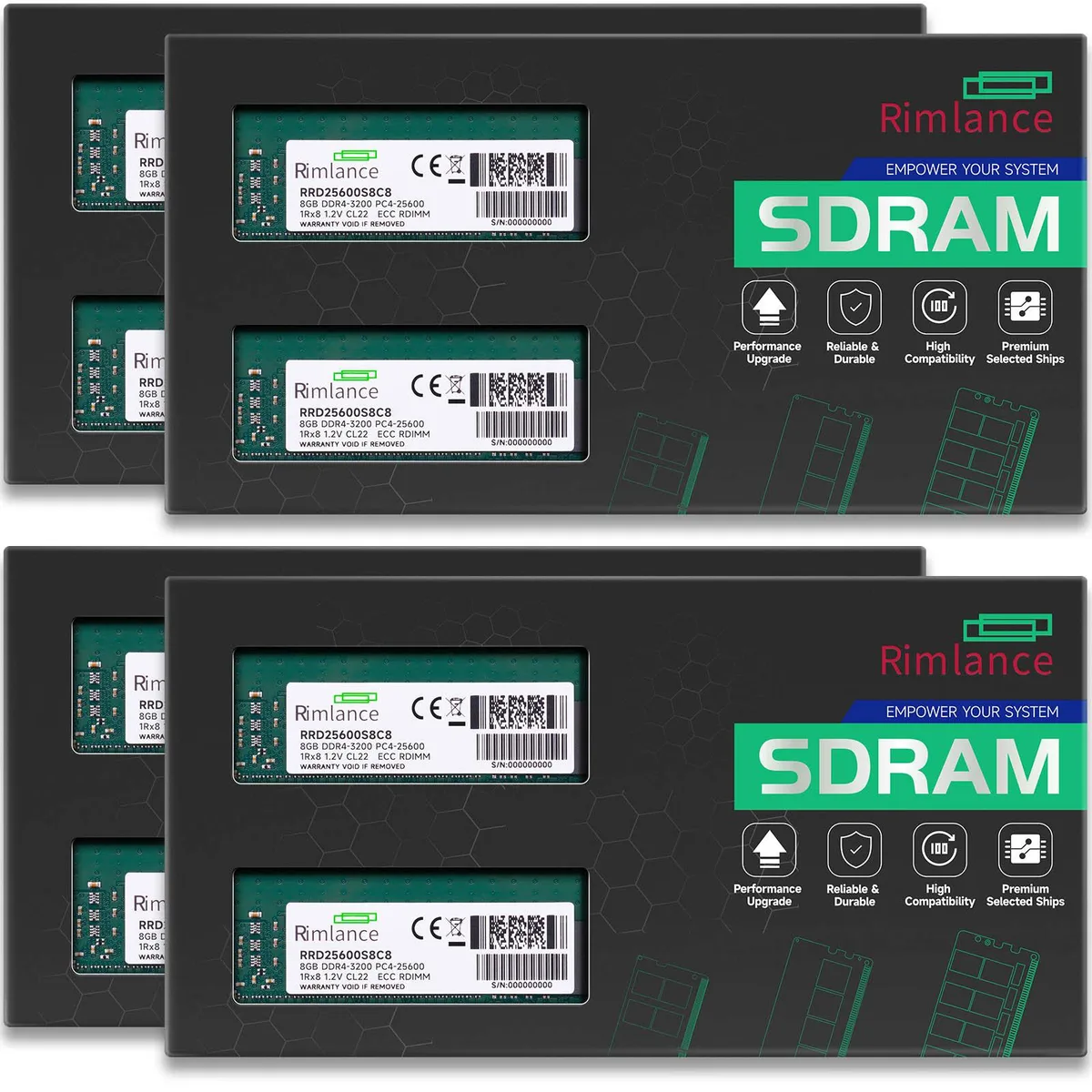 RIMLANCE RIMLANCE 64GB (8x8GB) DDR4 3200MHz ECC Registered RDIMM Server Memory — product photo