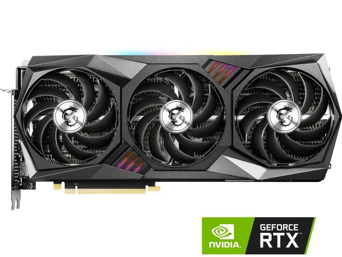 MSI GeForce RTX 3080 Gaming Z Trio 12G LHR triple-fan graphics card with brushed metal backplate