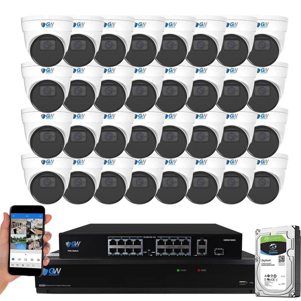 GW Security Inc. GW Security GW5532NS 32CH 12MP NVR Kit 2TB HDD 32 Dome Cameras — toote foto