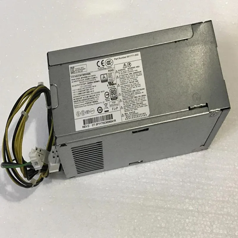 Rectangular ATX power supply unit with metal casing and cooling fan