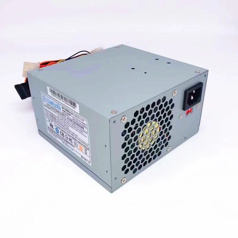 Rectangular ATX power supply unit with matte black finish and cooling fan visible