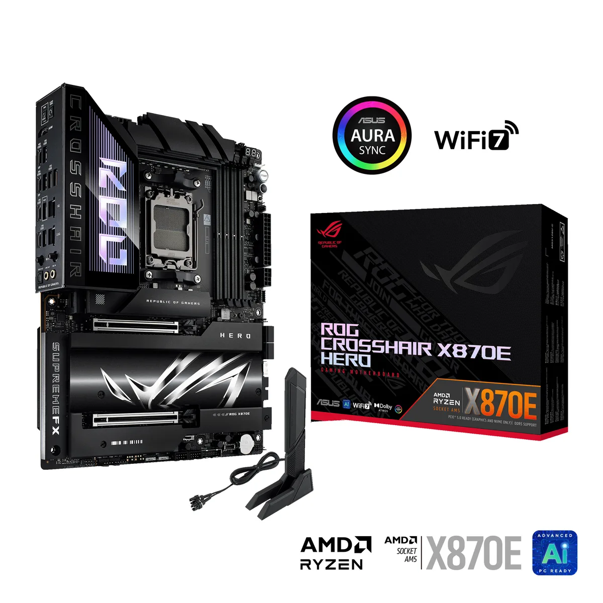 ASUS ASUS ROG CROSSHAIR X870E HERO X870E AM5 ATX AMD motherboard — product photo
