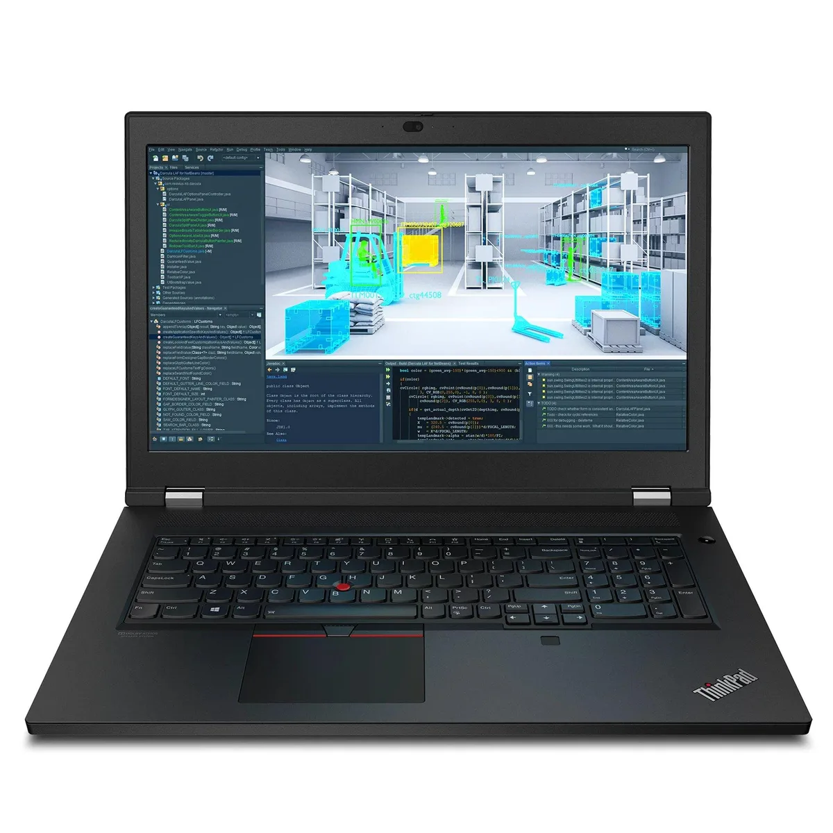 Black 17.3 inch ThinkPad P17 Gen 2 workstation laptop with backlit keyboard and fingerprint reader