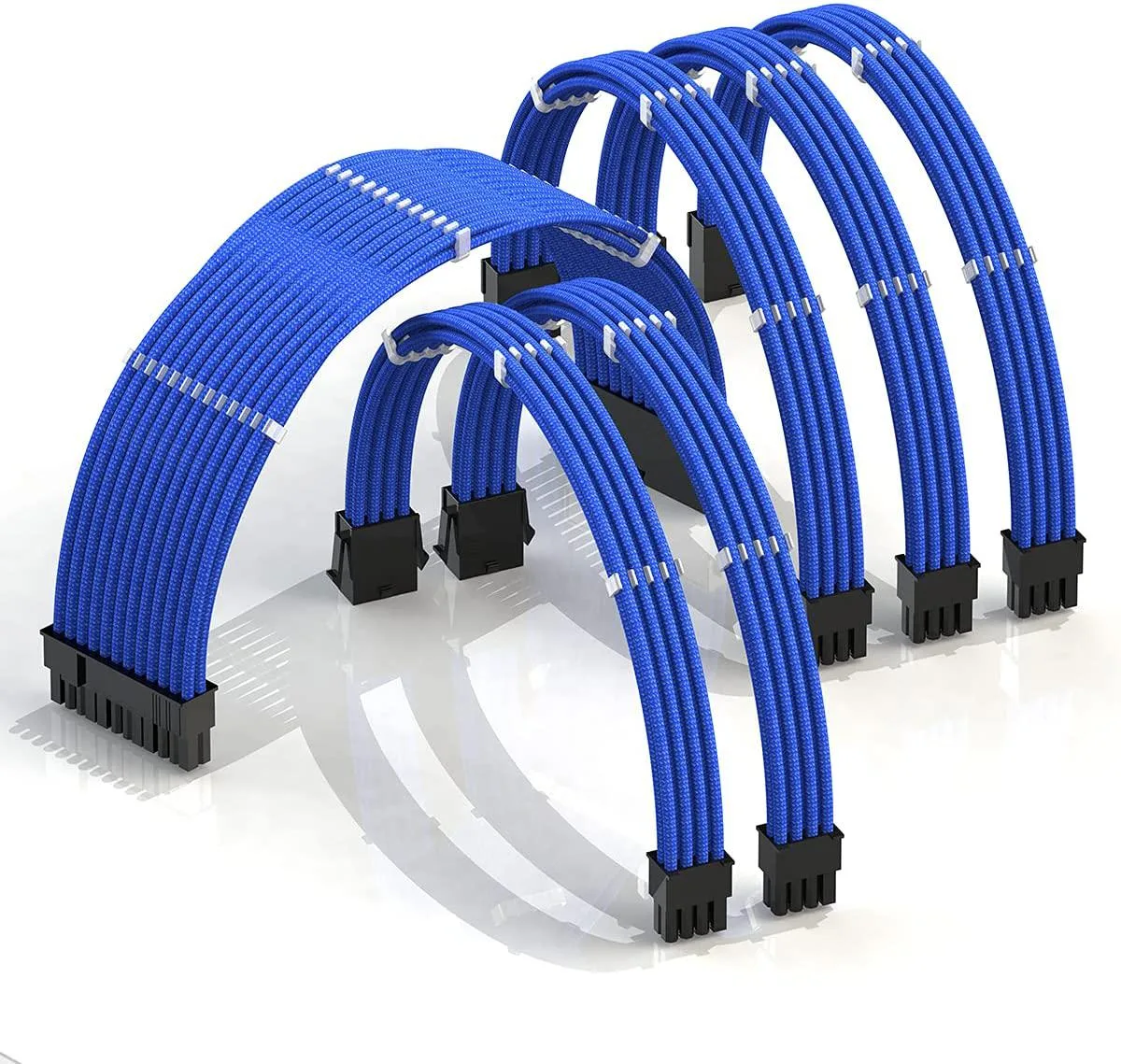 myVolts myVolts PSU Cable Extension Kit 50cm Blue 24-pin 2x CPU 3x GPU 18AWG Braided — photo du produit