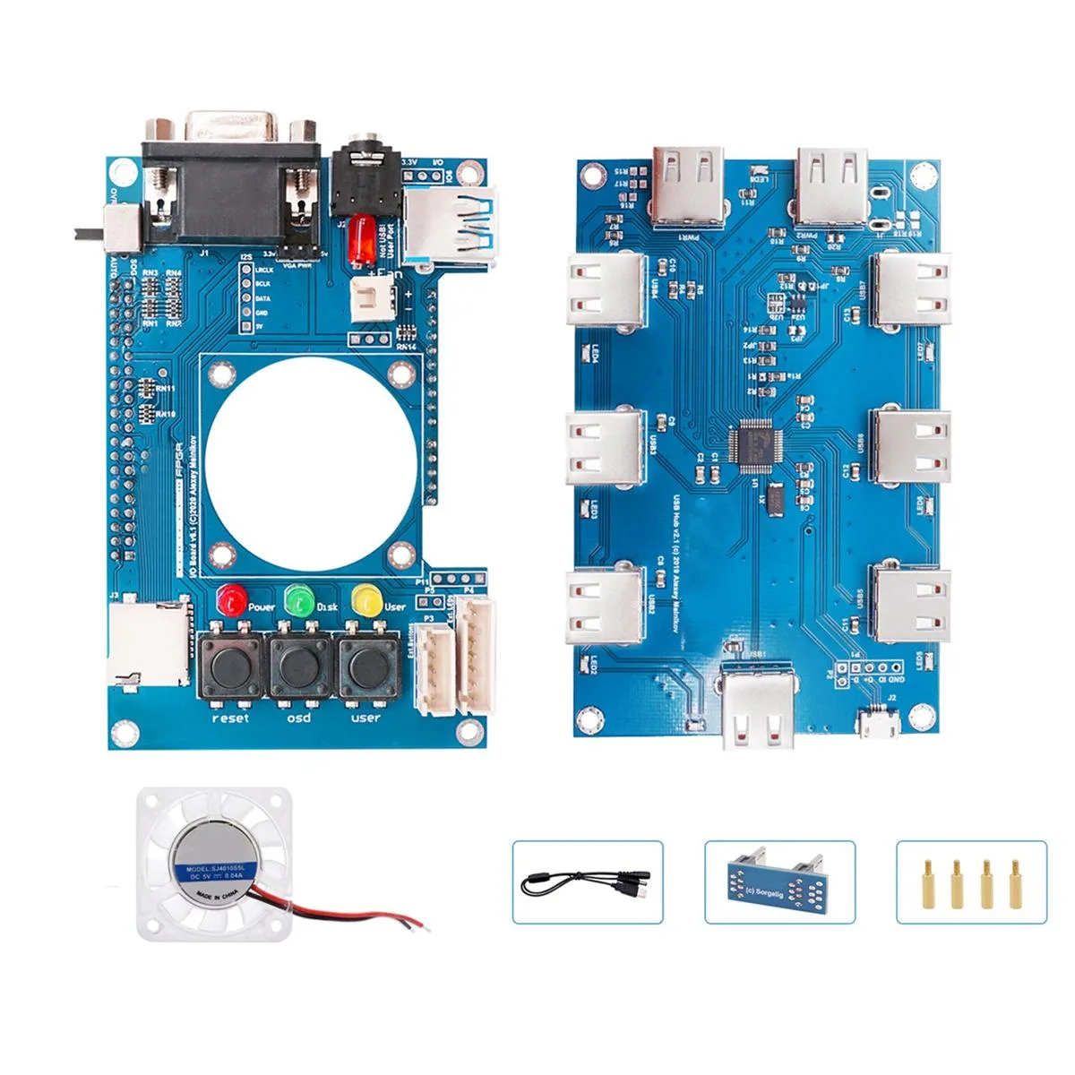 YINGHUA YINGHUA Mister FPGA IO Analog Board V6.1 + USB Hub V2.1 + Fan server motherboard — product photo