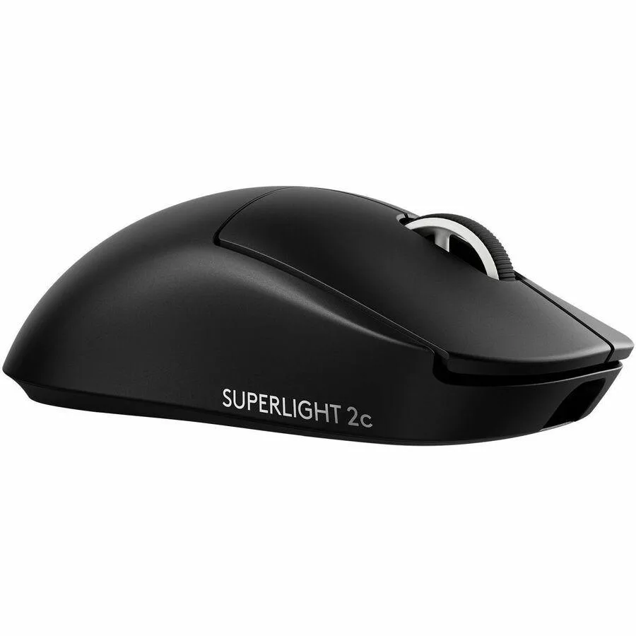 Compact black wireless gaming mouse with five buttons and USB-C charging