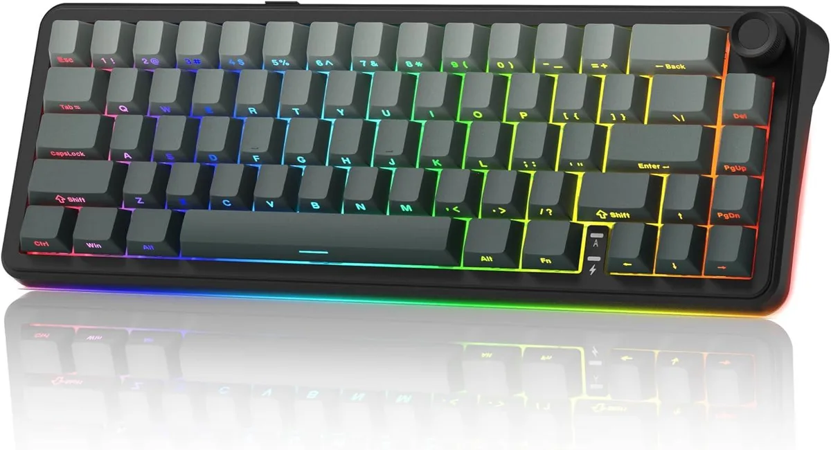 Black 60% mechanical keyboard with side knob and RGB backlighting