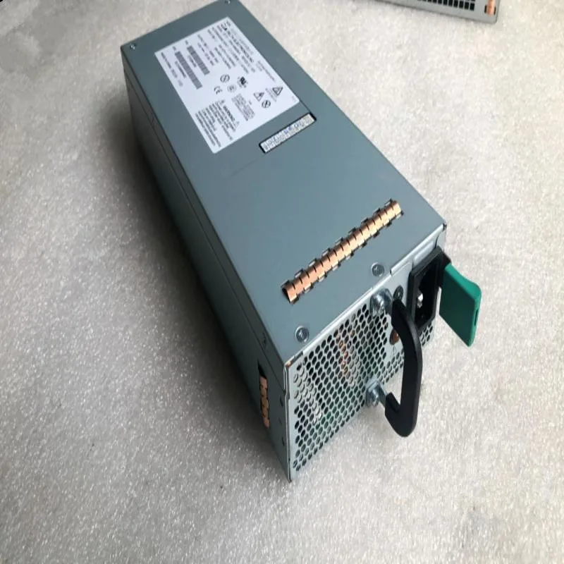 Rectangular ATX power supply unit, matte black finish with ventilation grille and label showing model details