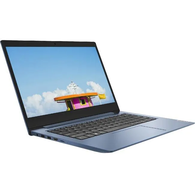 Ice Blue 14 inch Lenovo IdeaPad 1 laptop closed view
