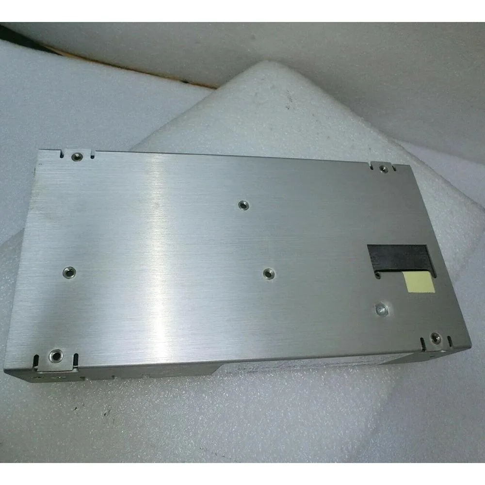 Rectangular ATX power supply unit with metal casing and cooling fan visible