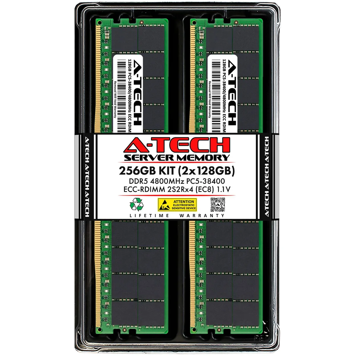 A-Tech A-Tech 256GB (2x128GB) DDR5 4800 EC8 RDIMM Server RAM — product photo