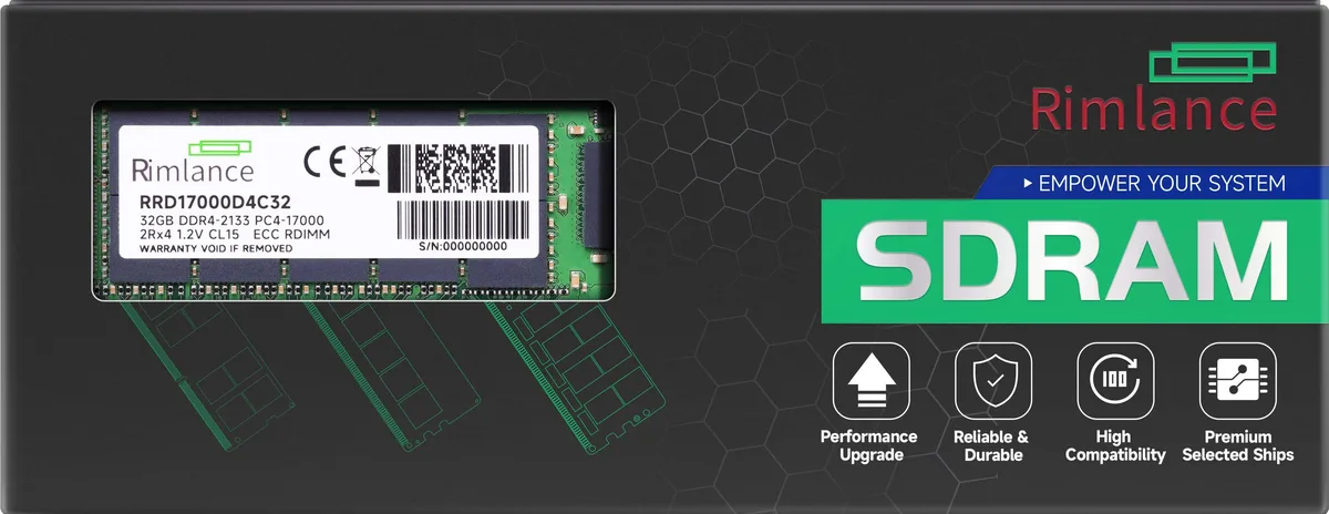 Green printed circuit board with black memory chips and gold edge connectors