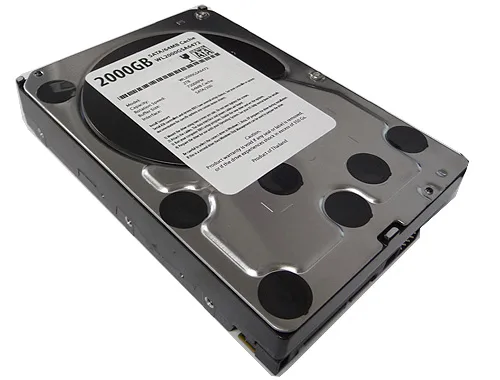 Silver 3.5 inch SATA hard drive with circuit board visible