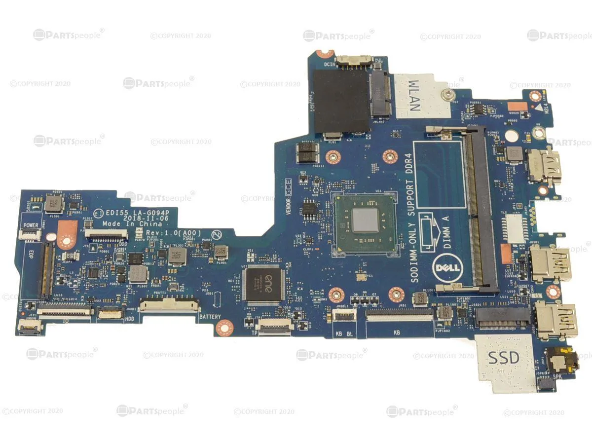 Dell Inspiron 3582 motherboard with on-board Intel Celeron N4000 CPU