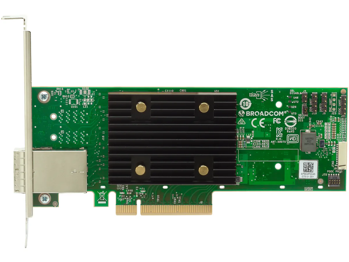 Broadcom Broadcom 05-50075-01 9500-8e Tri-Mode RAID controller PCIe 4.0 x8 2 x4 SFF-8644 — φωτογραφία προϊόντος