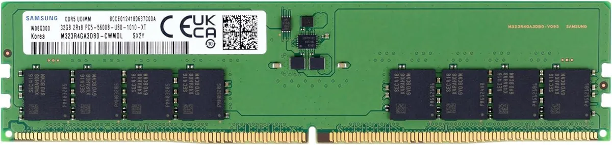 Kingston Technology Corp. Kingston Technology Corp. 32GB DDR5-5600 CL46 UDIMM 2Rx8 1.1V 288-Pin Samsung Desktop Memory M323R4GA3DB0-CWM — photo du produit