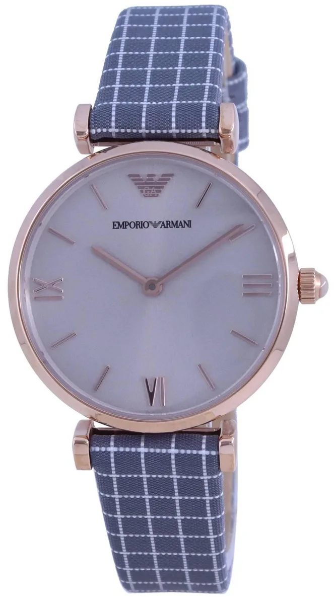 Emporio Armani Emporio Armani AR11386 Grey Dial Quartz Watch Rose Gold Fabric Strap — product photo