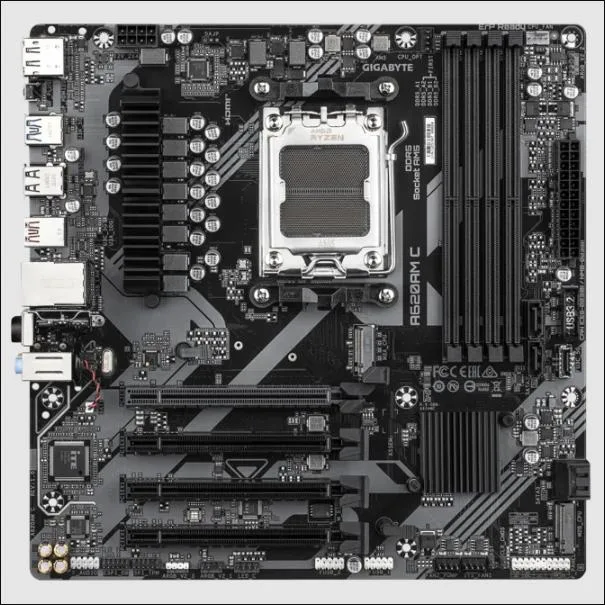 GIGABYTE GIGABYTE A620AM C AMD AM5 microATX DDR5 motherboard — photo du produit