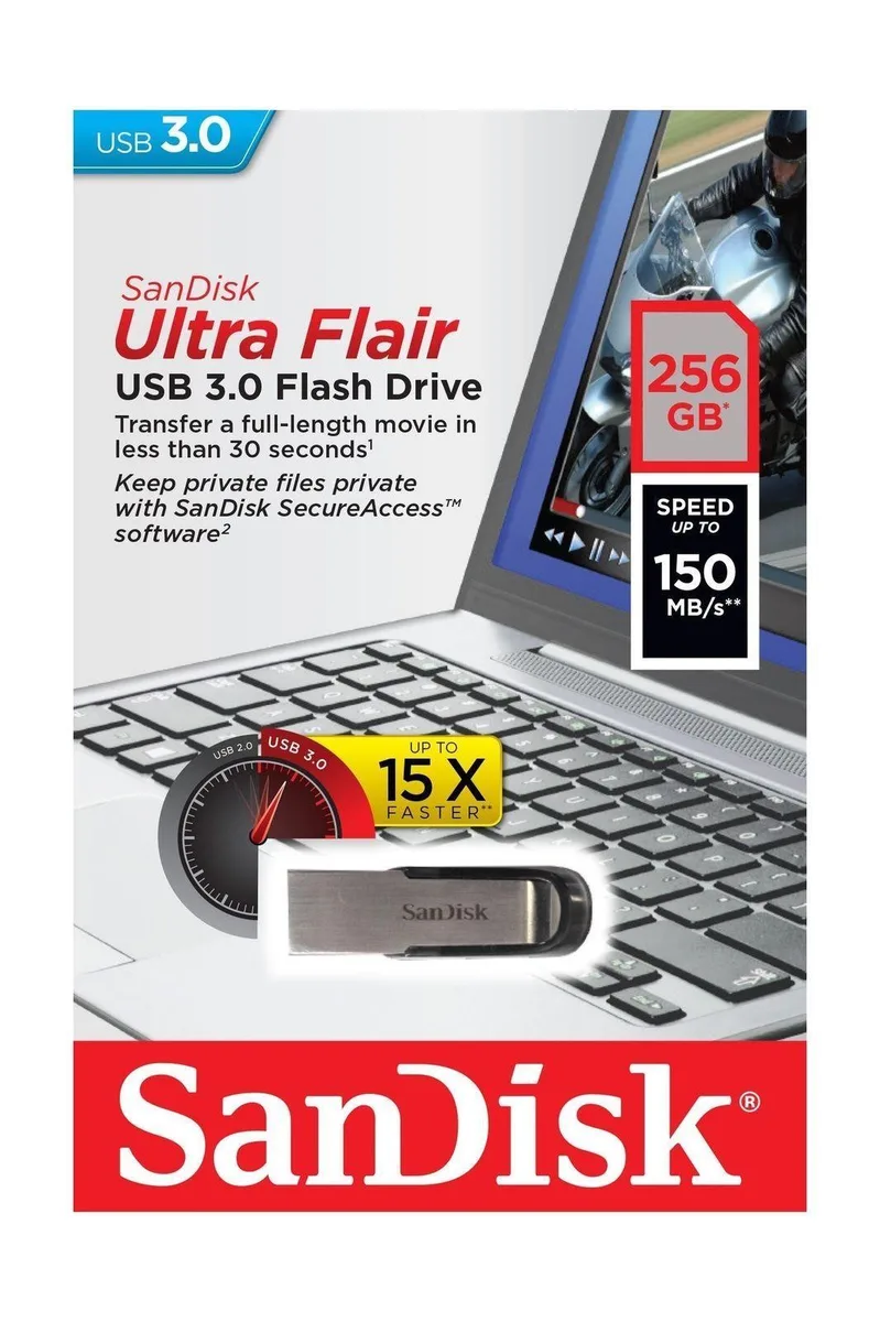 SanDisk SanDisk Ultra Flair 256GB USB 3.0 150MB/s SDCZ73-256G-G46 — снимка на продукта